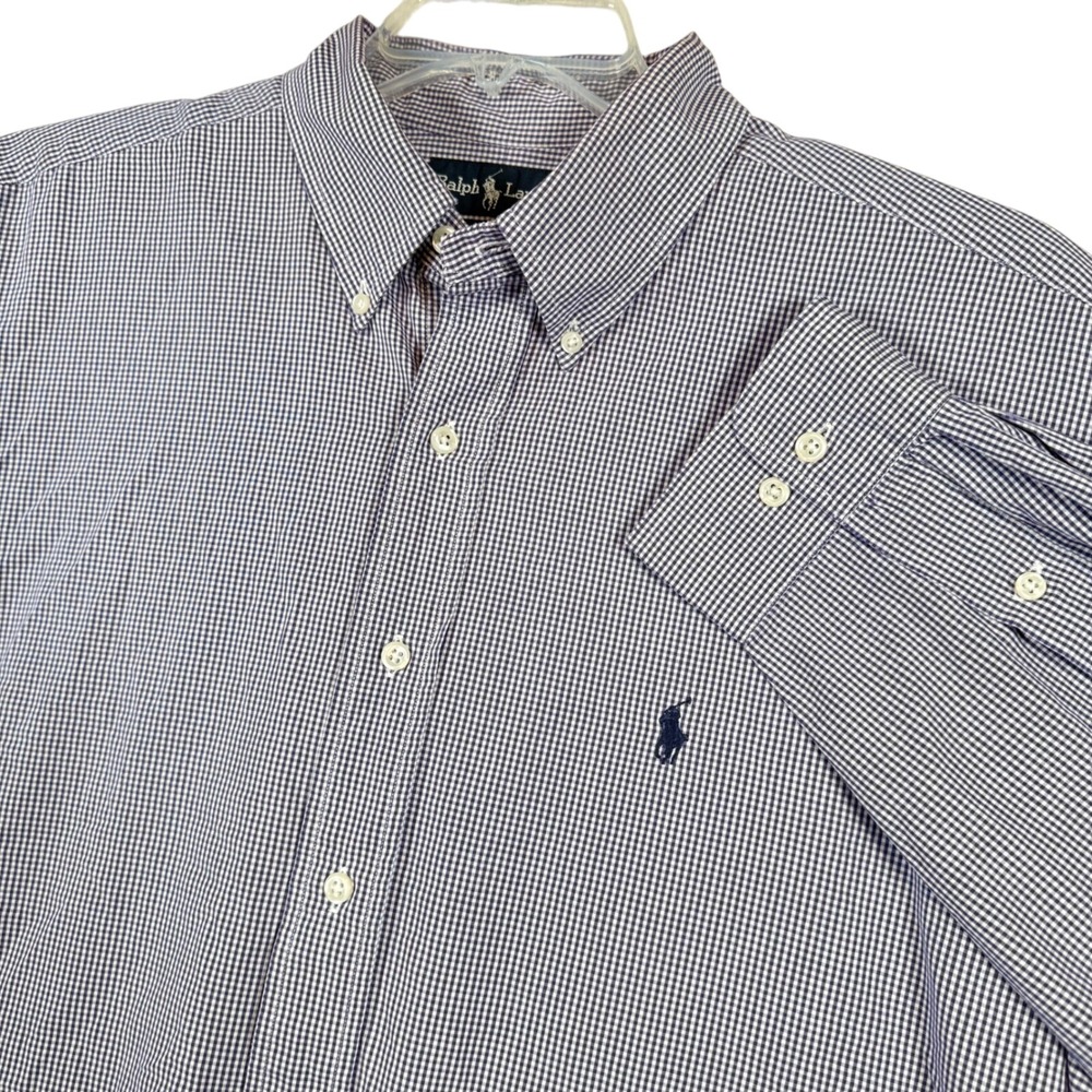 Ralph Lauren Yarmouth XL Purple Gingham Check Button Down Long‎ Sleeve Shirt
